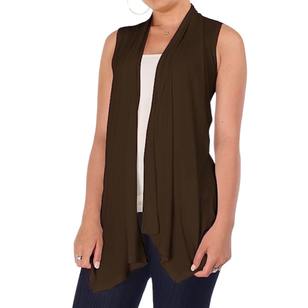 MAX RAVE Sleeveless Open Cardigan Crochet Embroidered Back 2 Available colors - Picture 3 of 11